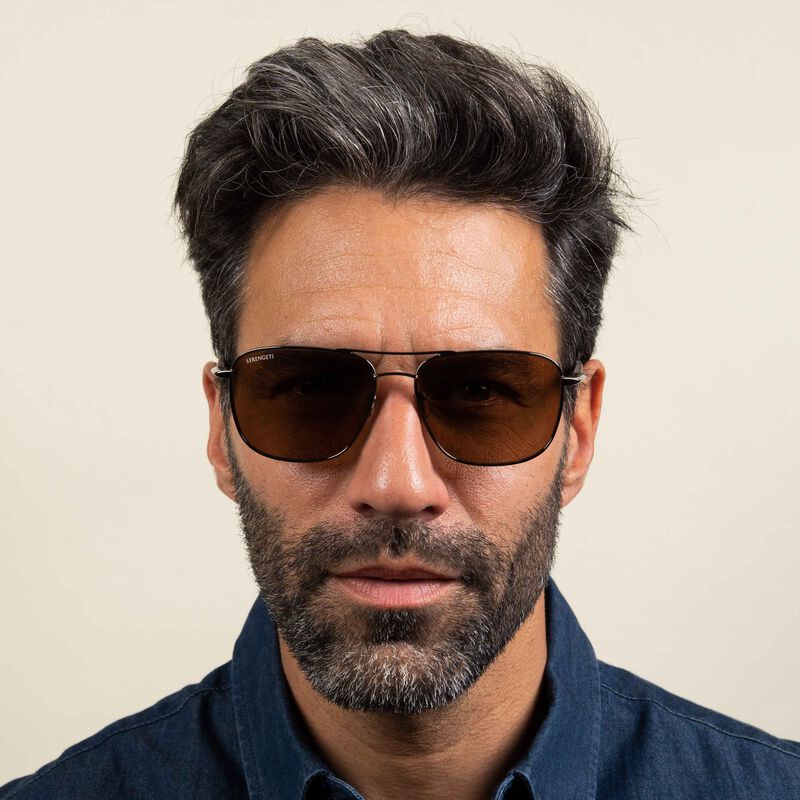 SPELLO, Shiny Gunmetal with Dark Brown Inside Temple Tips-Mineral Polarized Drivers Cat 2 to 3, hi-res image number null